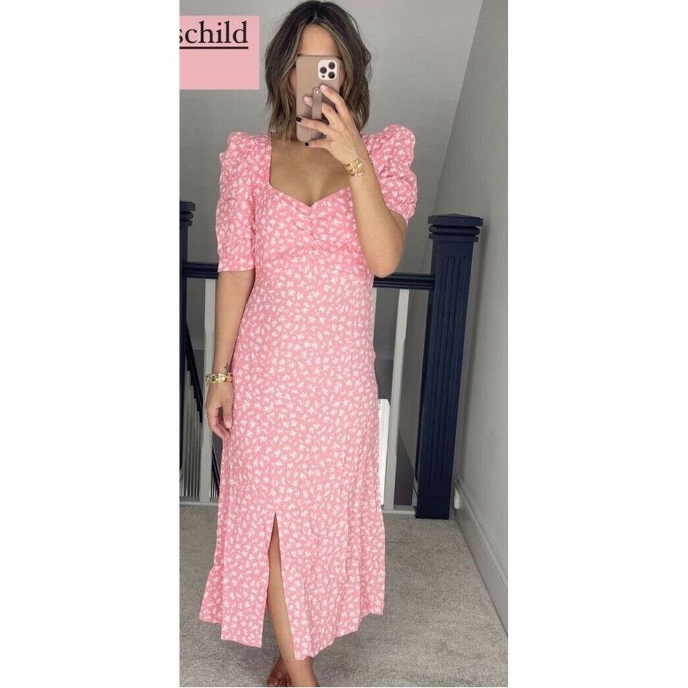 ASOS Nobody's Child Pink Floral Split Midi Dress Size 4